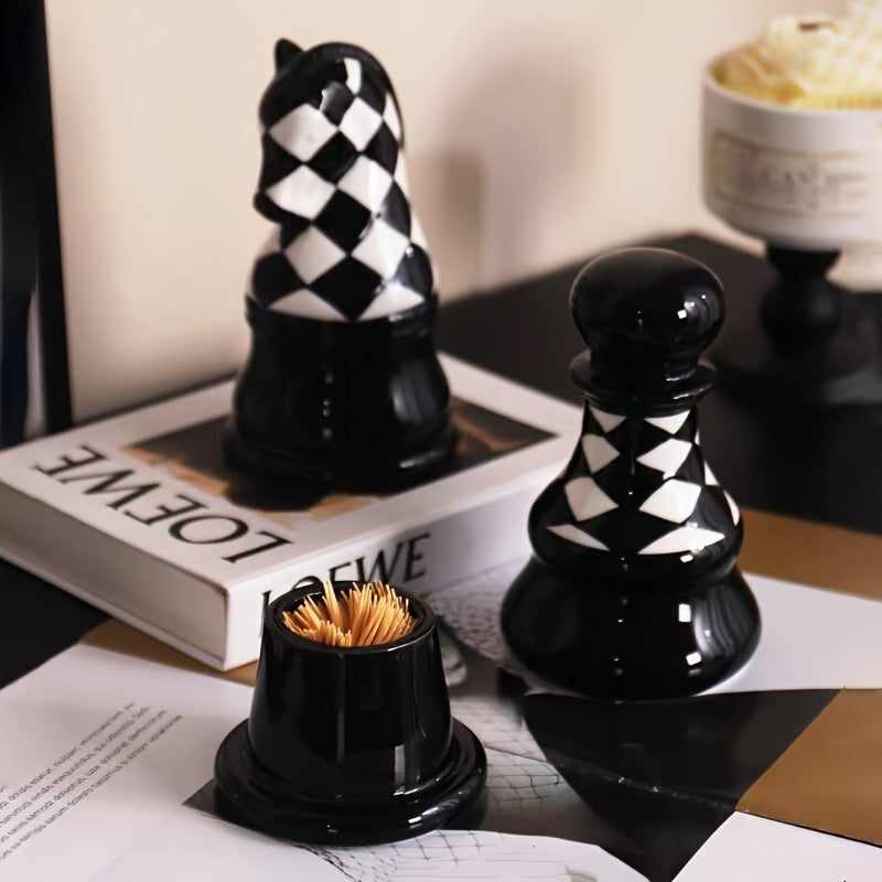 Novara Harlequin Chess Piece Decor - Luxury Ceramic Tabletop Sculpture