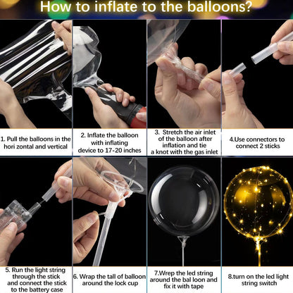 Royeva Transparent LED Light Up Balloons-Party Decor Set