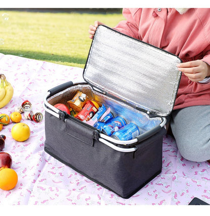 Royelle Foldable Insulated Picnic Basket-18L Portable Cooler Bag Black