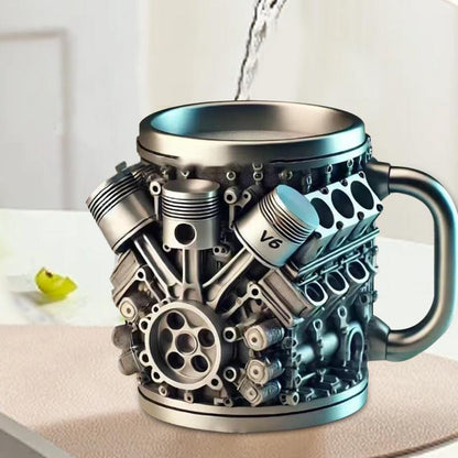 Sovere Engine Style Decorative Metal Mug for Car Lovers - Mechanical Coffee Cup