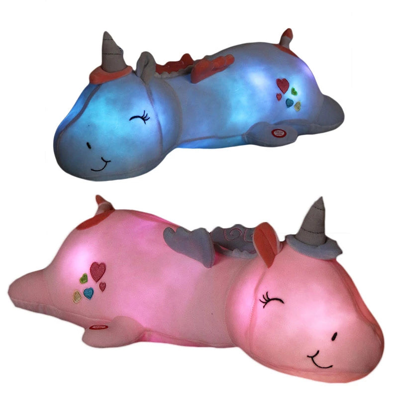 Novara Unicorn Plush Toy-Soft Stuffed Animal with LED Rainbow Night Light for Kids