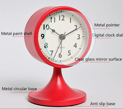 Royeva Silent Metal Alarm Clock with Nightlight for Bedroom