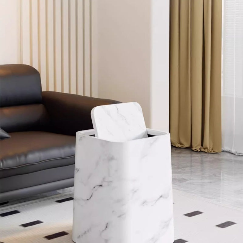 Eloria Marble Print Swivel Lid Waste Bin for Bathroom, Kitchen & Office