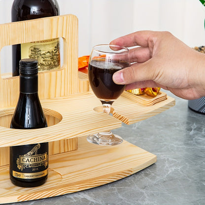 Royeva Portable Wooden Picnic Table And Wine Holder Tray