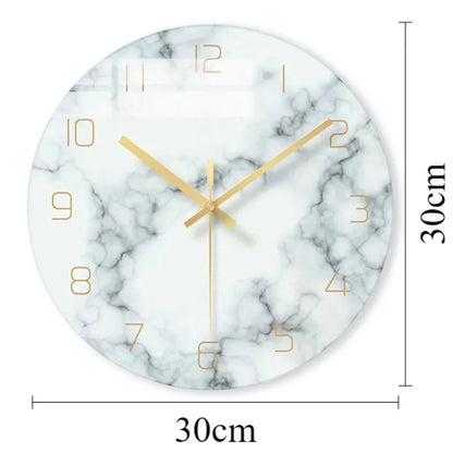 Royora Modern Marble Wall Clock with Gold Hands - Minimalist Home Decor