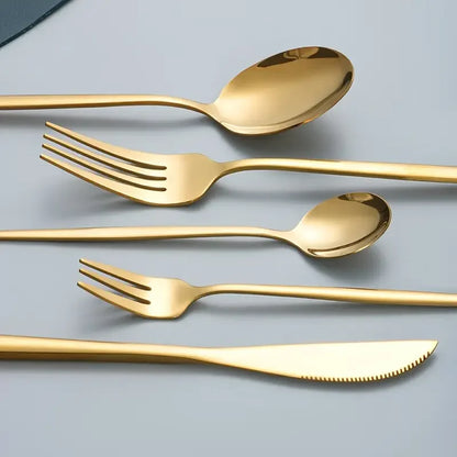 Royelle Modern Stainless Steel Flatware Cutlery Set-Minimalist Kitchen Tableware