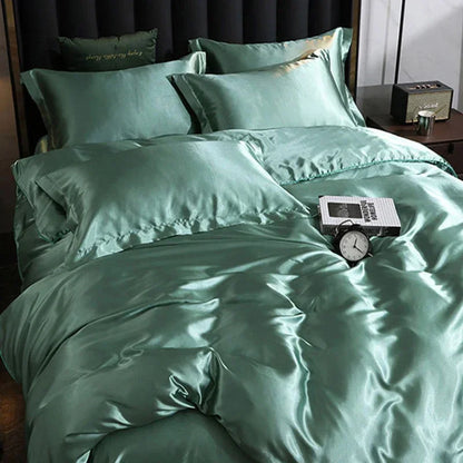 Novara 4-Piece Cooling Silk Bedding Set for Comfortable Bedroom Decor