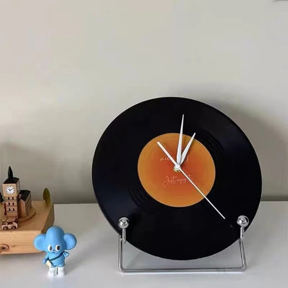 Novara Vintage Vinyl Record Clock with Stand - Aesthetic Desk & Wall Art for Music Lovers