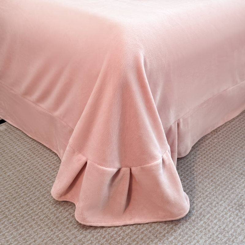 Royora 4-Piece Milk Velvet Bedding Set with Textured Duvet Cover & Pillowcases