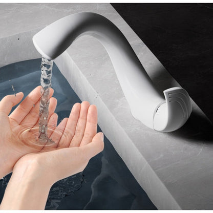 Royeva Modern White C Shaped Bathroom Basin Faucet Single Lever Sink Tap