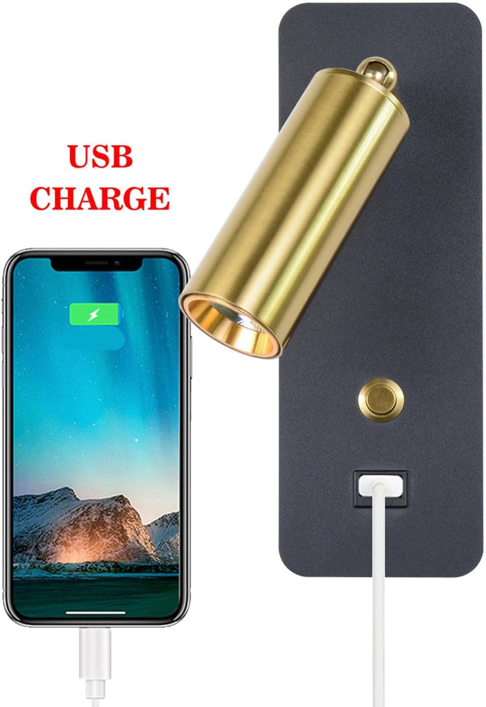 Sovere Modern Adjustable Bedside Wall Light with USB Charging and Sconce Design