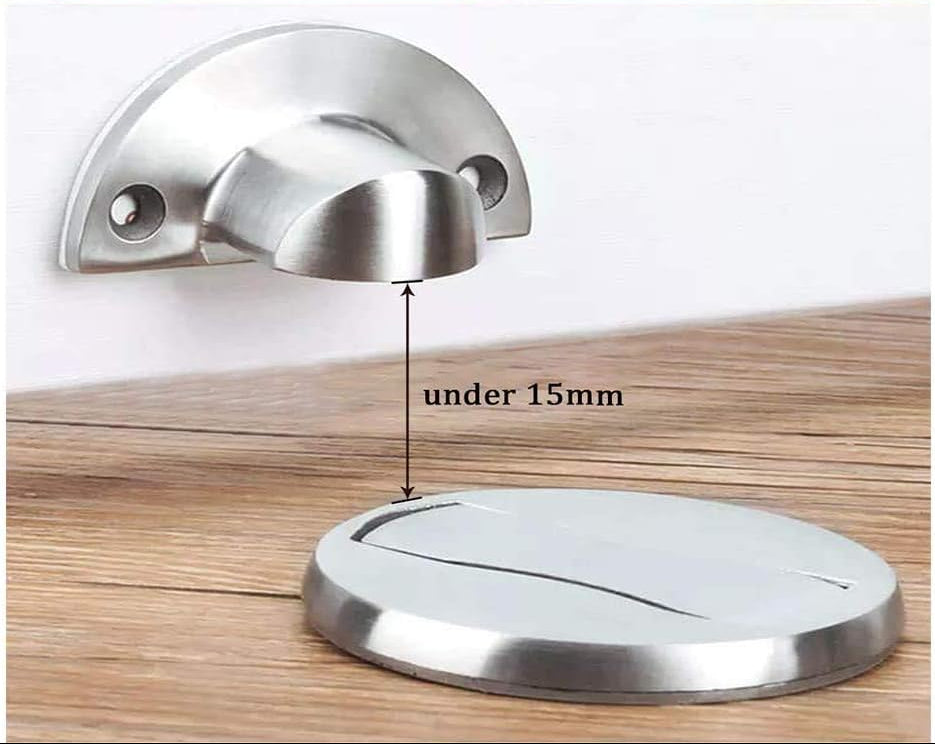 Royora Magnetic Door Stop Stainless Steel Floor Mount Silver Rustproof Holder