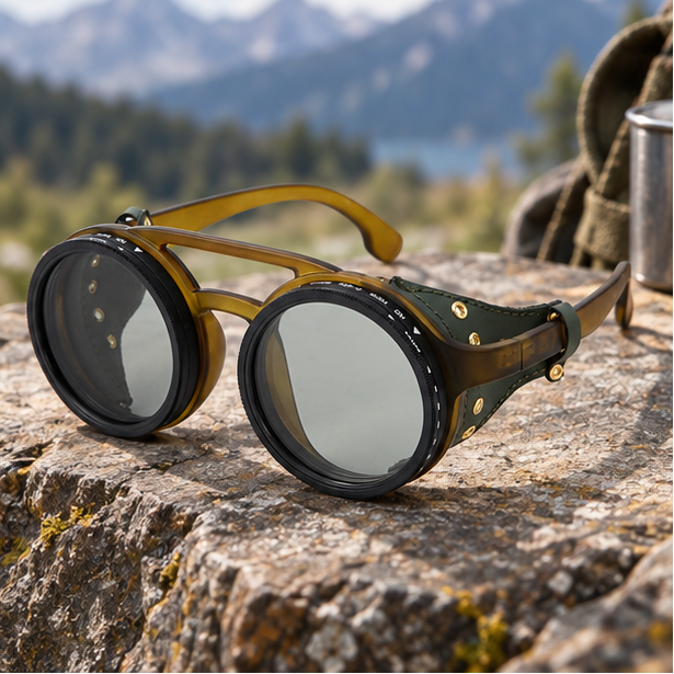 Royeva Vintage Round Steampunk Polarized Sunglasses-UV400 Driving Eyewear