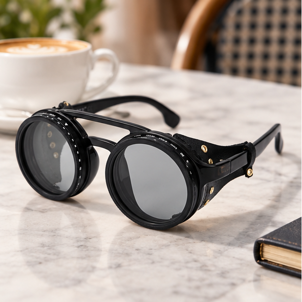 Royeva Vintage Round Steampunk Polarized Sunglasses-UV400 Driving Eyewear