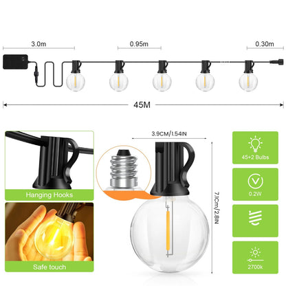 Royeva Outdoor String Lights-G40 Shatterproof Patio Lights With Remote