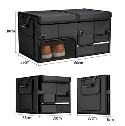 Royeva 60L Foldable Car Trunk Organizer-Waterproof Large Capacity Storage Bag Black
