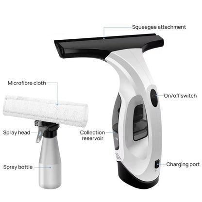 Royeva Cordless Electric Window Cleaner-Glass Vacuum Kit With Spray Bottle