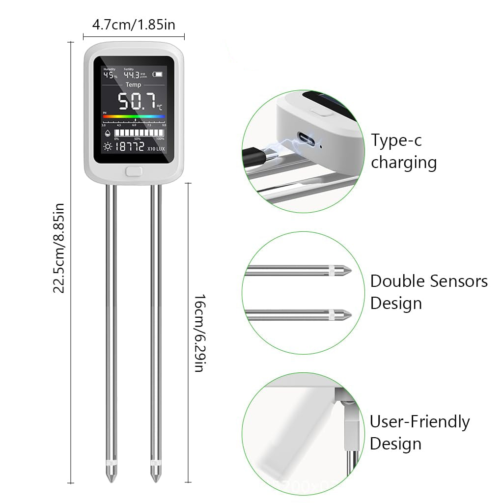 Royeva 6 In 1 Digital Soil Meter-Plant Ph Moisture Sunlight And Temperature Tester