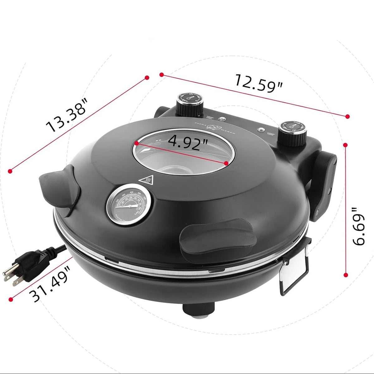 Royora Electric Pizza Maker-1200W Countertop Stone Oven With Dual Controls