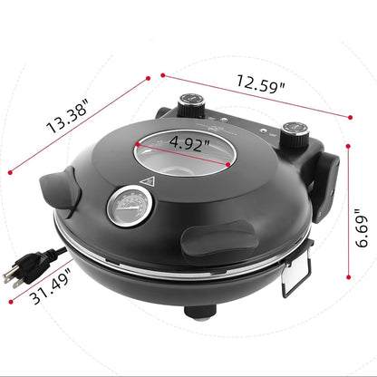 Royora Electric Pizza Maker-1200W Countertop Stone Oven With Dual Controls