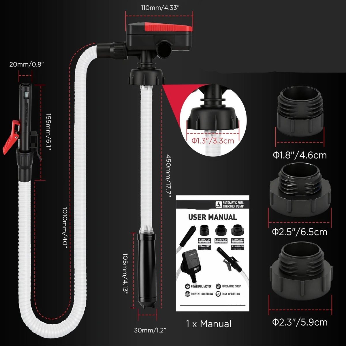 Royeva Battery Powered Fuel Transfer Pump With Auto Stop Sensor