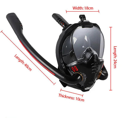 Royeva Full Face Snorkeling Mask-Double Tube Panoramic Anti Fog Diving Gear
