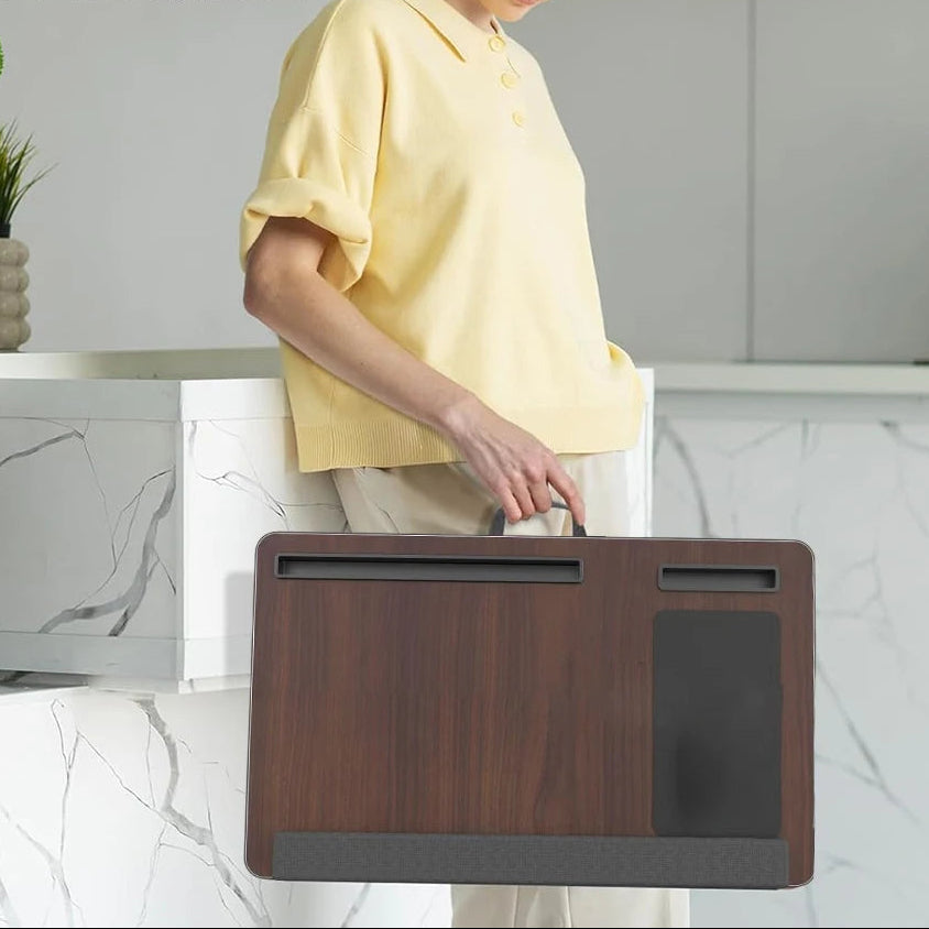 Royeva Portable Wooden Laptop Desk-Bed Tray With Mouse Pad And Wrist Rest