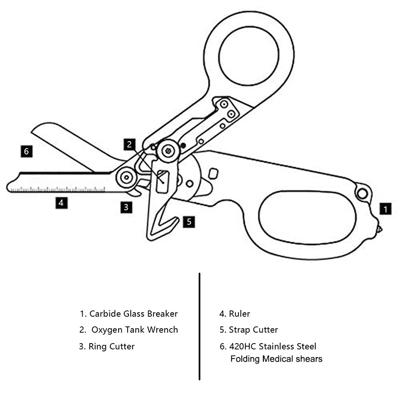 6-in-1 Folding Emergency Multi-Tool with Scissors and Seatbelt Cutter