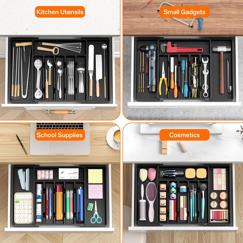Majesta Extra Large Expandable Silverware Organizer with Adjustable Compartments