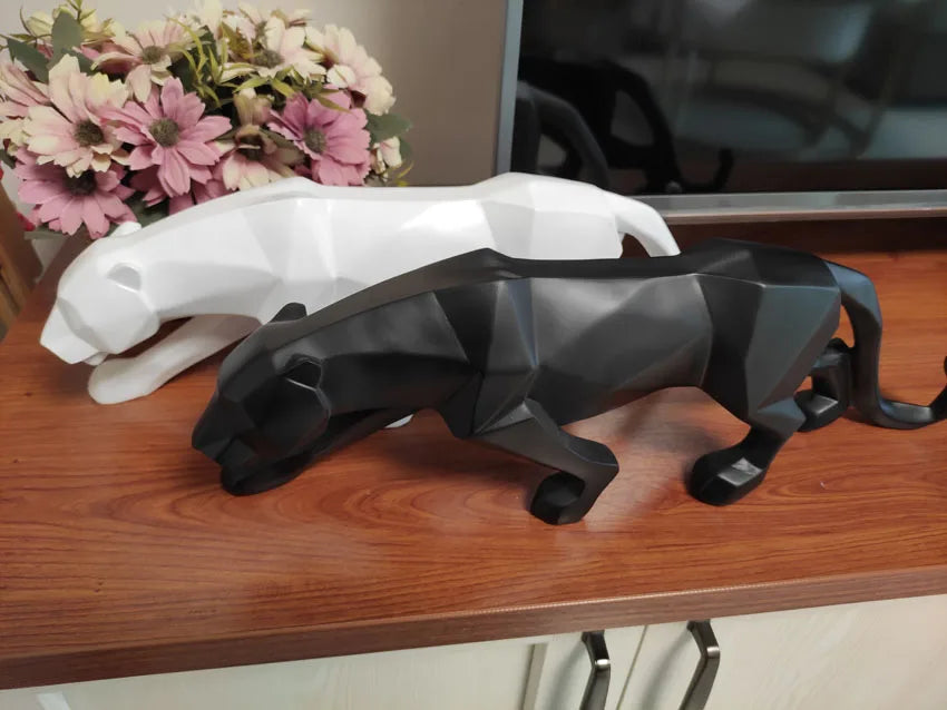 Royora Geometric Panther Statue-Modern Desk Decor Wild Cat Sculpture