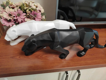 Royora Geometric Panther Statue-Modern Desk Decor Wild Cat Sculpture