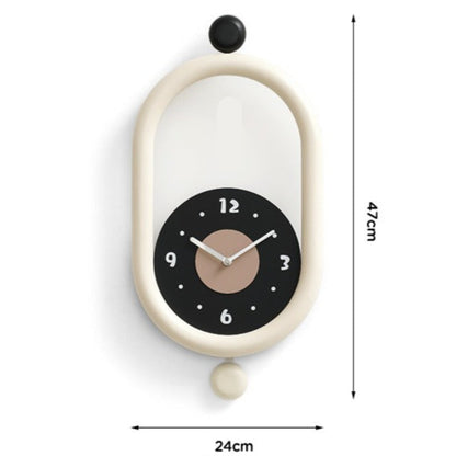 Novara Modern Silent Pendulum Wall Clock-Oval Decorative Timepiece