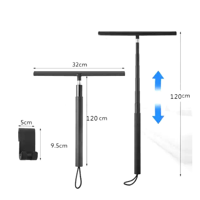 Royeva Extendable Shower Squeegee with Hook - Telescopic Glass Wiper for Bathroom & Car
