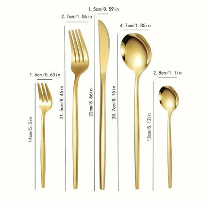 Royelle Modern Stainless Steel Flatware Cutlery Set-Minimalist Kitchen Tableware