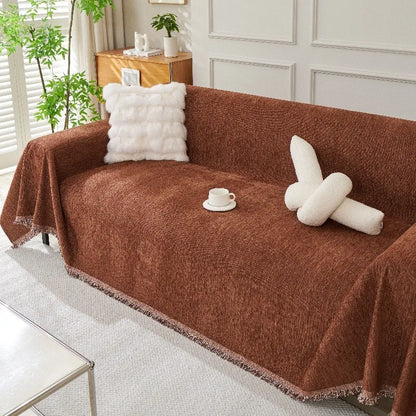 Novara Woven Sofa Throw Cover-Washable Cotton Blend Couch Protector