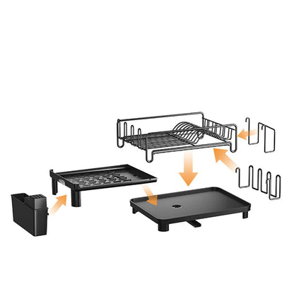 Royeva Black Expandable Dish Drying Rack With Drainboard And Utensil Holder