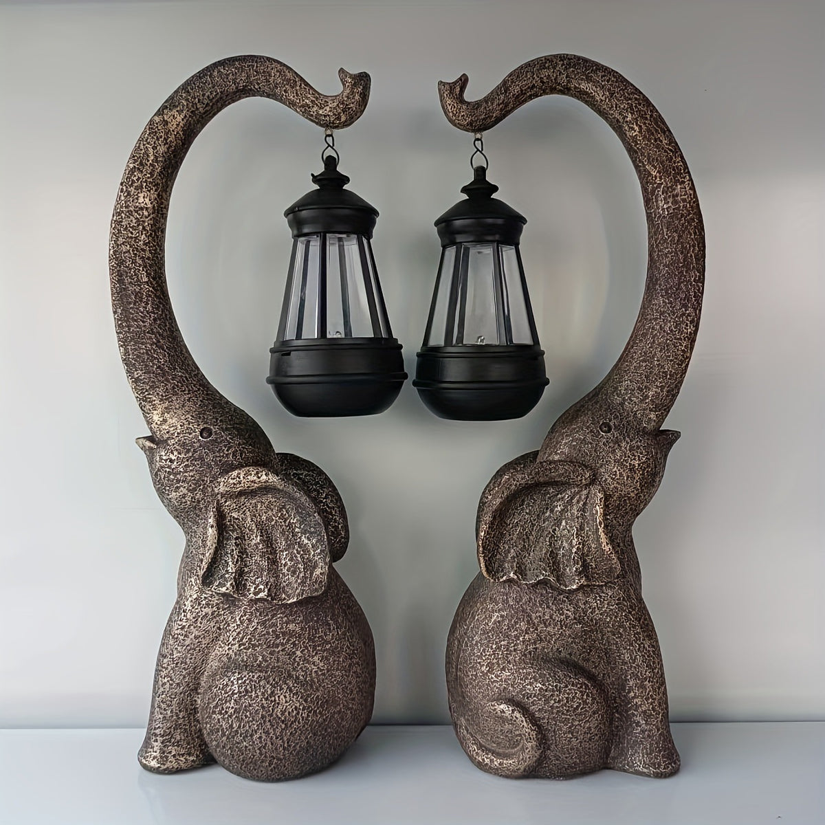 Royeva Solar Elephant Garden Statue Light-Outdoor LED Lantern Decor