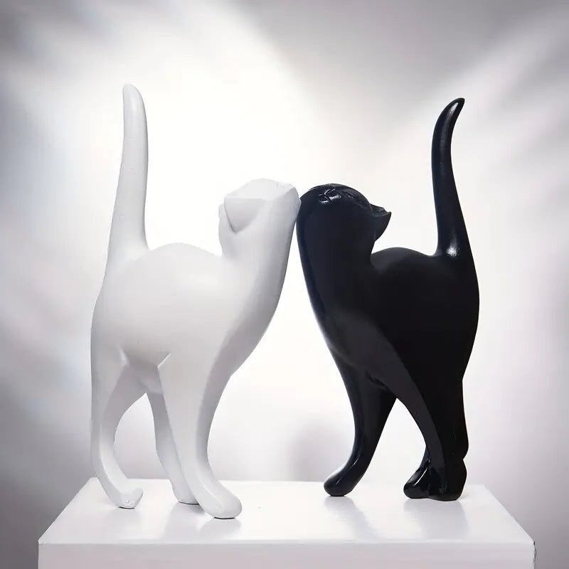 Royora Minimalist Geometric Black Cat Figurine-Modern Home Decor Sculpture