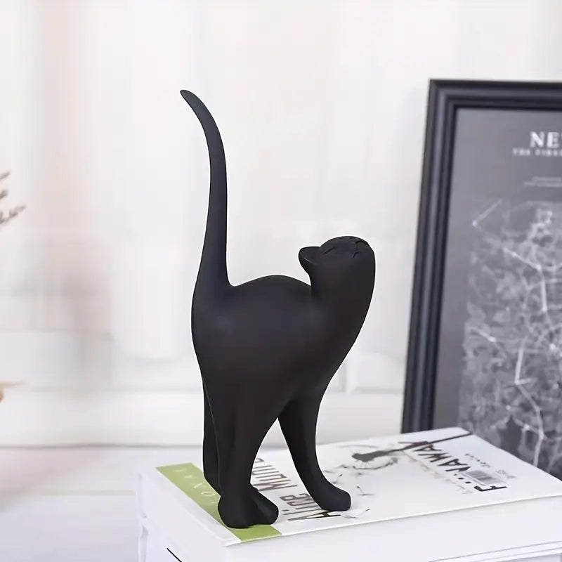 Royora Minimalist Geometric Black Cat Figurine-Modern Home Decor Sculpture