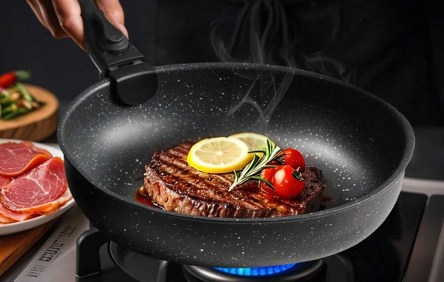 Novara 8-Piece Nonstick Cookware Set with Detachable Handles for Space Saving Storage