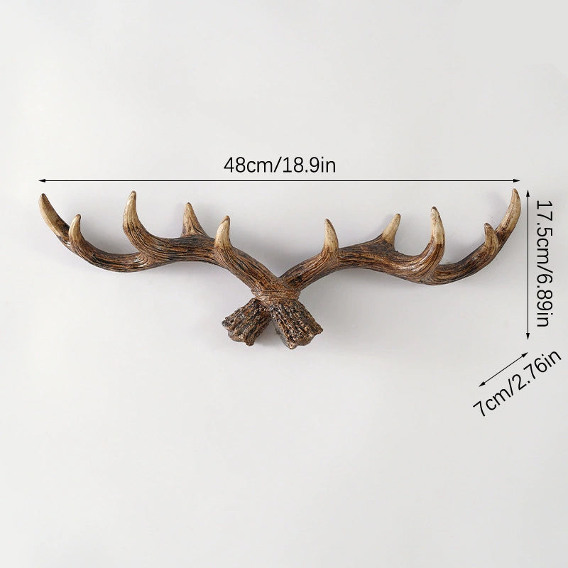 Novara Rustic Antler Wall Hook Rack for Entryway & Mudroom | Multi-Hook Organizer