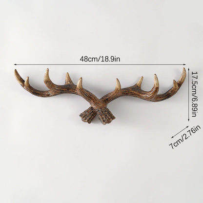 Novara Rustic Antler Wall Hook Rack for Entryway & Mudroom | Multi-Hook Organizer