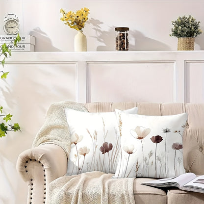 Royelle Watercolor Floral Throw Pillow Covers - Botanical Square Cushion Set