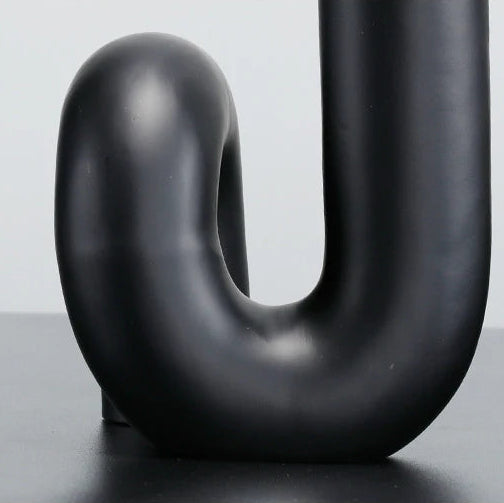 Novara Matte Black Ceramic Tube Vase-Modern Abstract Geometric Decor
