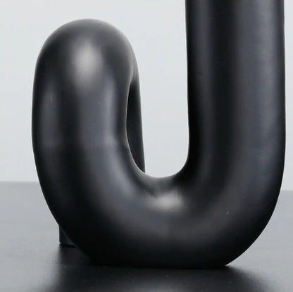 Novara Matte Black Ceramic Tube Vase-Modern Abstract Geometric Decor