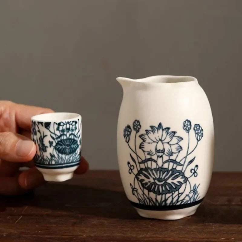 Novara Japanese Ceramic Sake Set with 8 Traditional Ochoko Cups