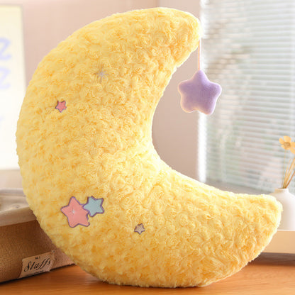 Royora Yellow Star Throw Pillow with Embroidered Stars - Soft Plush Decor