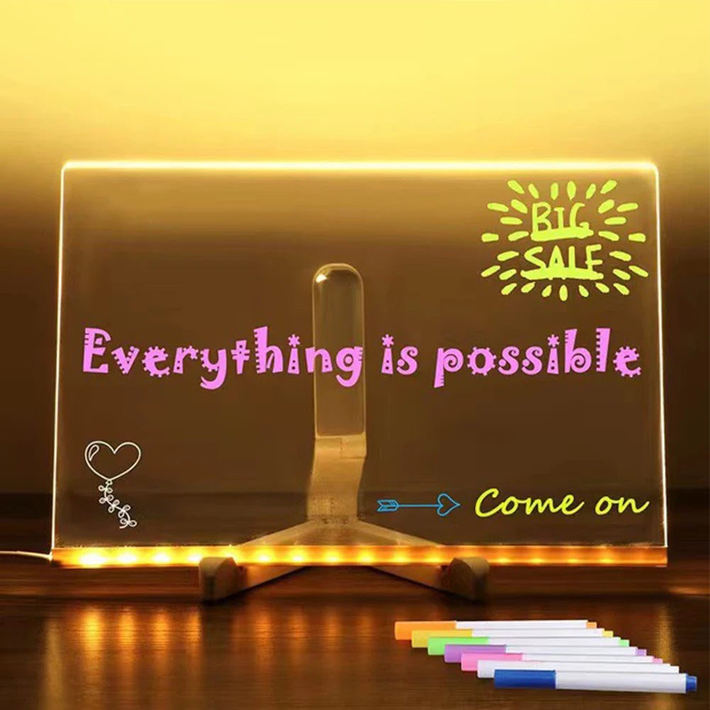 Royelle LED Writable Message Board Acrylic Night Light Table Lamp