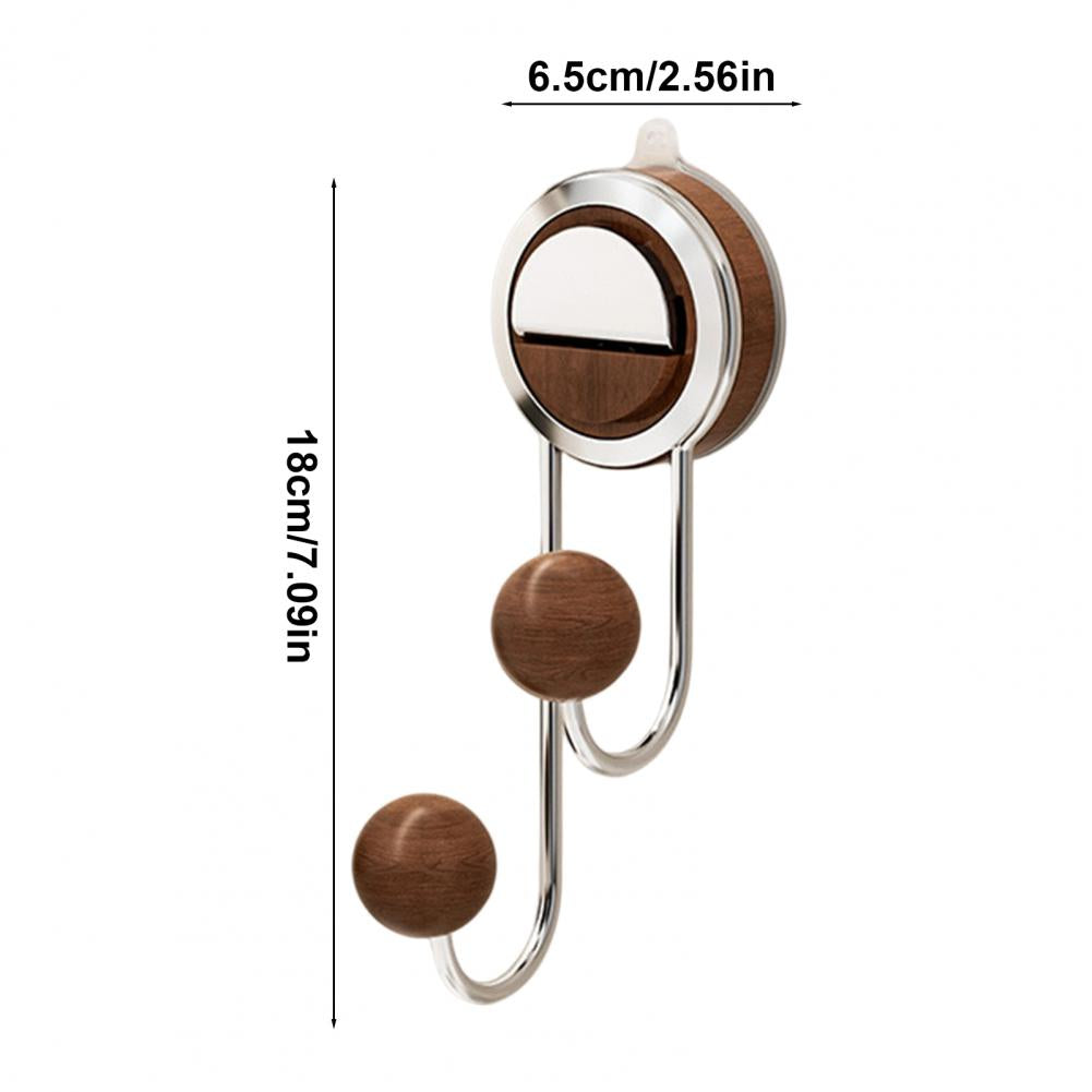 Royeva No-Drill Suction Toilet Paper Holder - Stainless Steel with Wood Grain Shelf