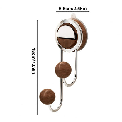 Royeva No-Drill Suction Toilet Paper Holder - Stainless Steel with Wood Grain Shelf